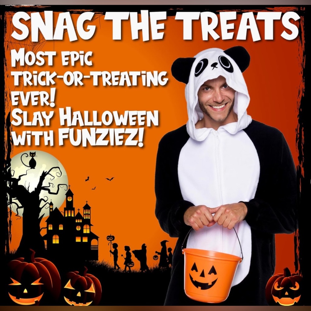 Wicked Panda Adult Onesie Halloween Costume - Plush Cosplay Suit, Women and Men - Picture 2 of 8